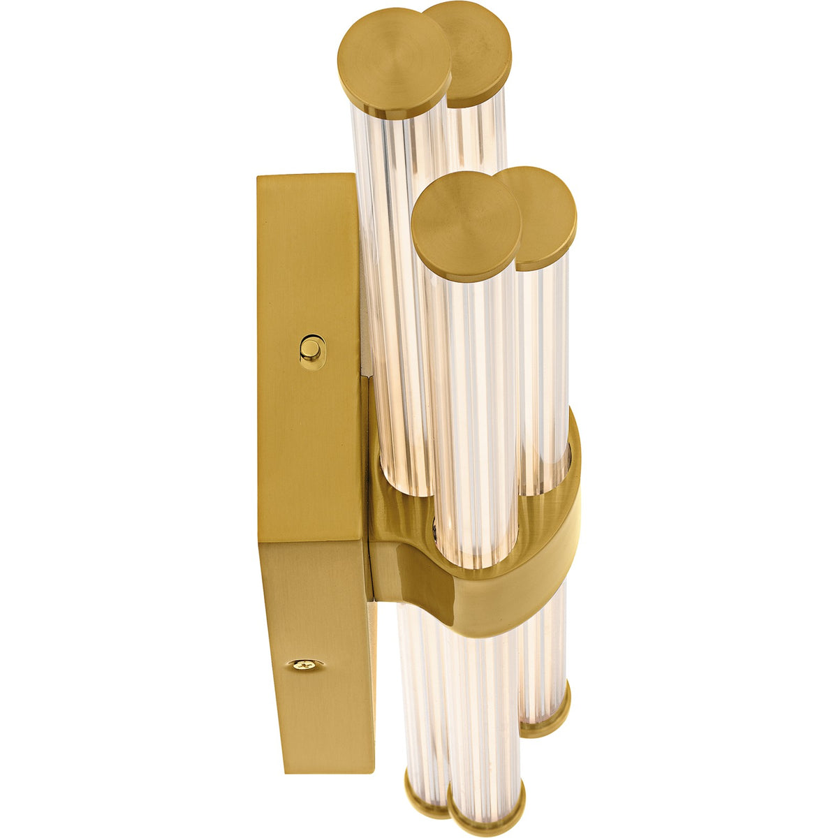 Quoizel Talbott 24in LED Bath Light | Modern Brushed Gold and Clear Ribbed Acrylic | Bathroom Vanity & Powder Room | Model PCTAL8624BRG