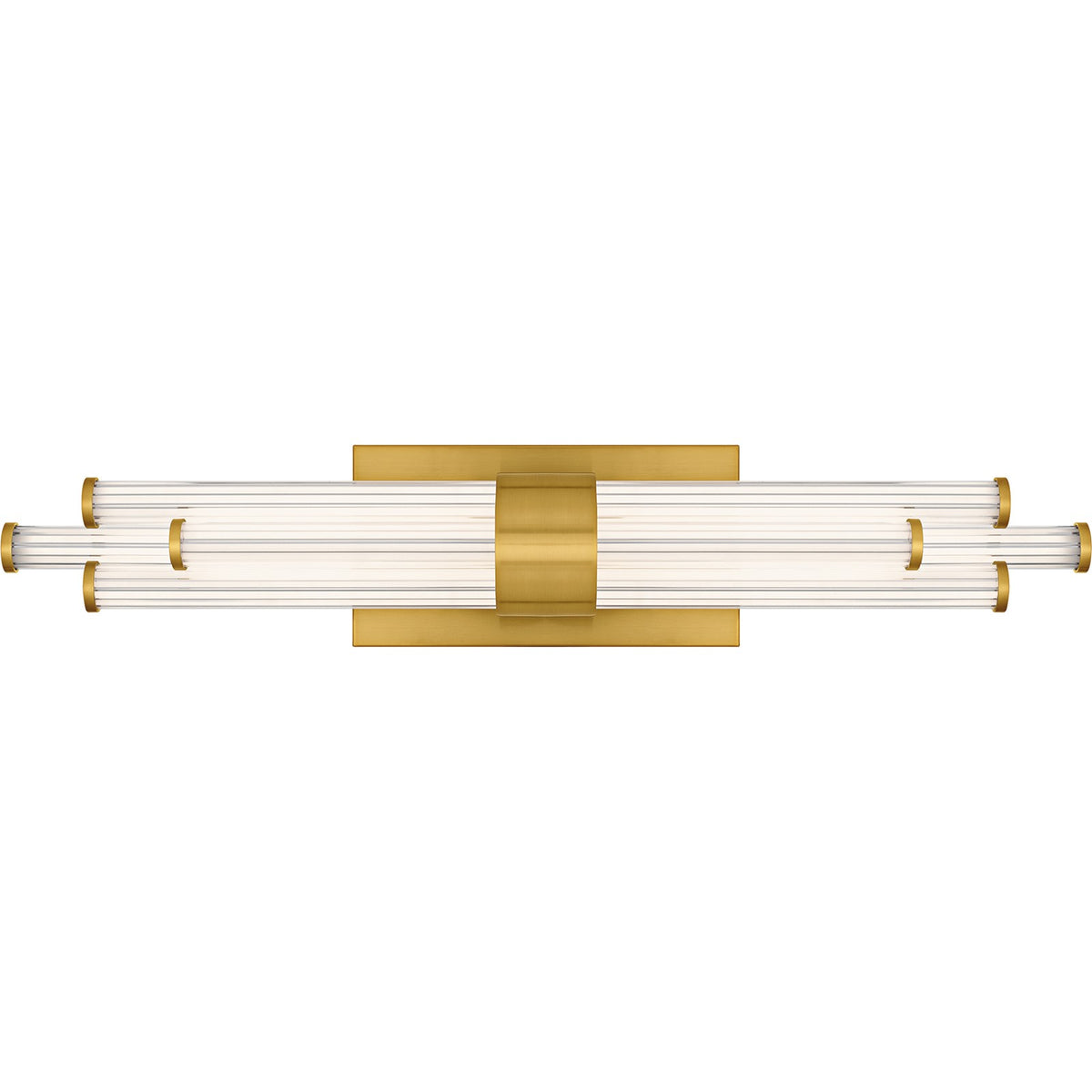 Quoizel Talbott 24in LED Bath Light | Modern Brushed Gold and Clear Ribbed Acrylic | Bathroom Vanity & Powder Room | Model PCTAL8624BRG