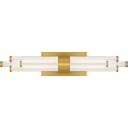 Quoizel Talbott 24in LED Bath Light | Modern Brushed Gold and Clear Ribbed Acrylic | Bathroom Vanity & Powder Room | Model PCTAL8624BRG