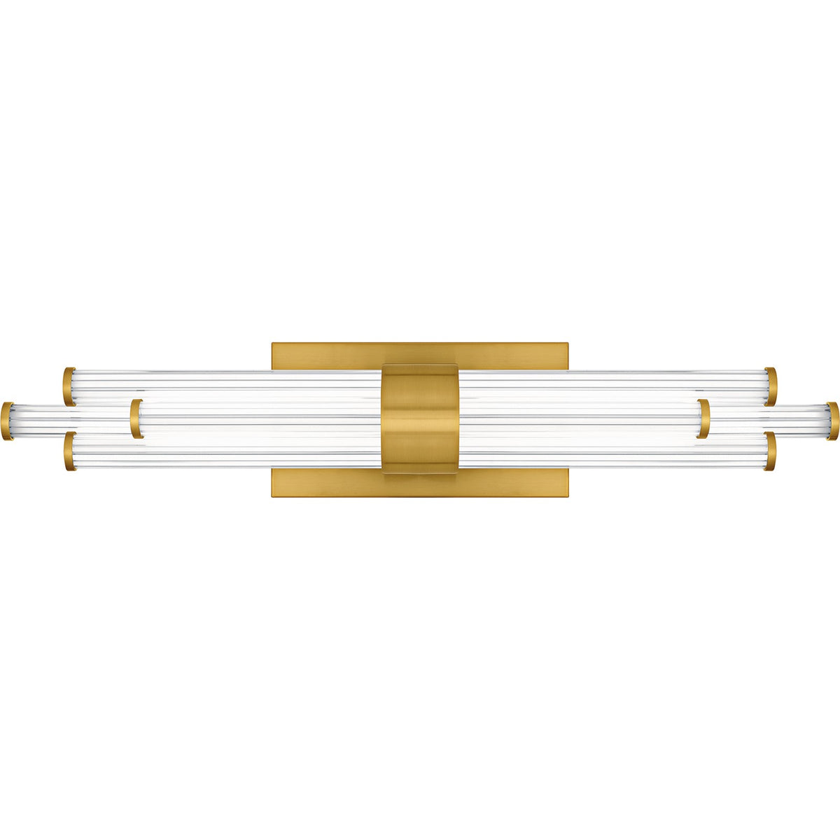 Quoizel Talbott 24in LED Bath Light | Modern Brushed Gold and Clear Ribbed Acrylic | Bathroom Vanity & Powder Room | Model PCTAL8624BRG