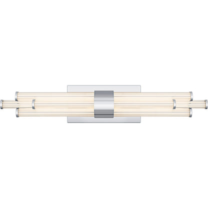 Quoizel Talbott 24in LED Bath Light | Modern Polished Chrome and Clear Ribbed Acrylic | Bathroom Vanity | 24 x 3.75 x 4.5 in, 18W | Model PCTAL8624C