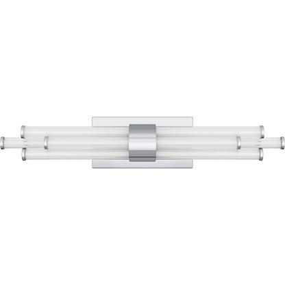 Quoizel Talbott 24in LED Bath Light | Modern Polished Chrome and Clear Ribbed Acrylic | Bathroom Vanity | 24 x 3.75 x 4.5 in, 18W | Model PCTAL8624C