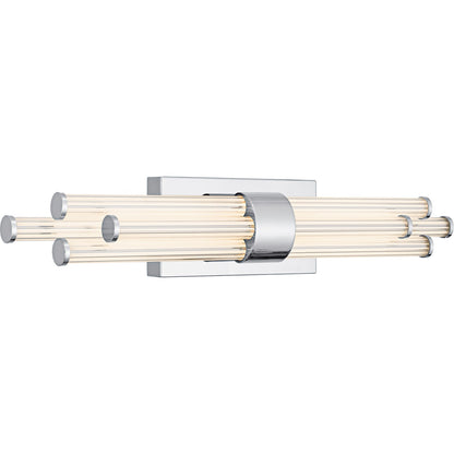 Quoizel Talbott 24in LED Bath Light | Modern Polished Chrome and Clear Ribbed Acrylic | Bathroom Vanity | 24 x 3.75 x 4.5 in, 18W | Model PCTAL8624C