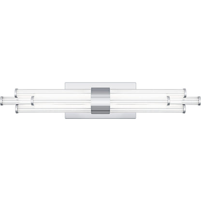 Quoizel Talbott 24in LED Bath Light | Modern Polished Chrome and Clear Ribbed Acrylic | Bathroom Vanity | 24 x 3.75 x 4.5 in, 18W | Model PCTAL8624C
