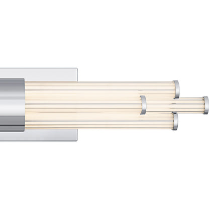 Quoizel Talbott 24in LED Bath Light | Modern Polished Chrome and Clear Ribbed Acrylic | Bathroom Vanity | 24 x 3.75 x 4.5 in, 18W | Model PCTAL8624C
