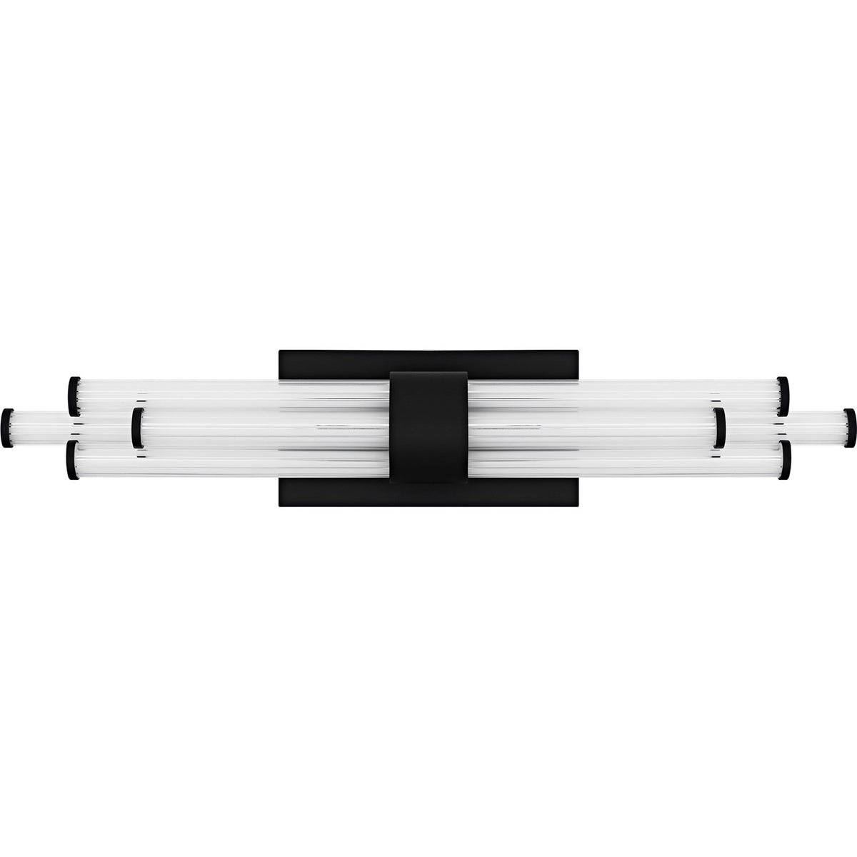 Quoizel Talbott 24in LED Bath Light | Modern Matte Black and Clear Ribbed Acrylic | Bathroom Vanity | 24 x 3.75 x 4.5 in, 18W | Model PCTAL8624MBK