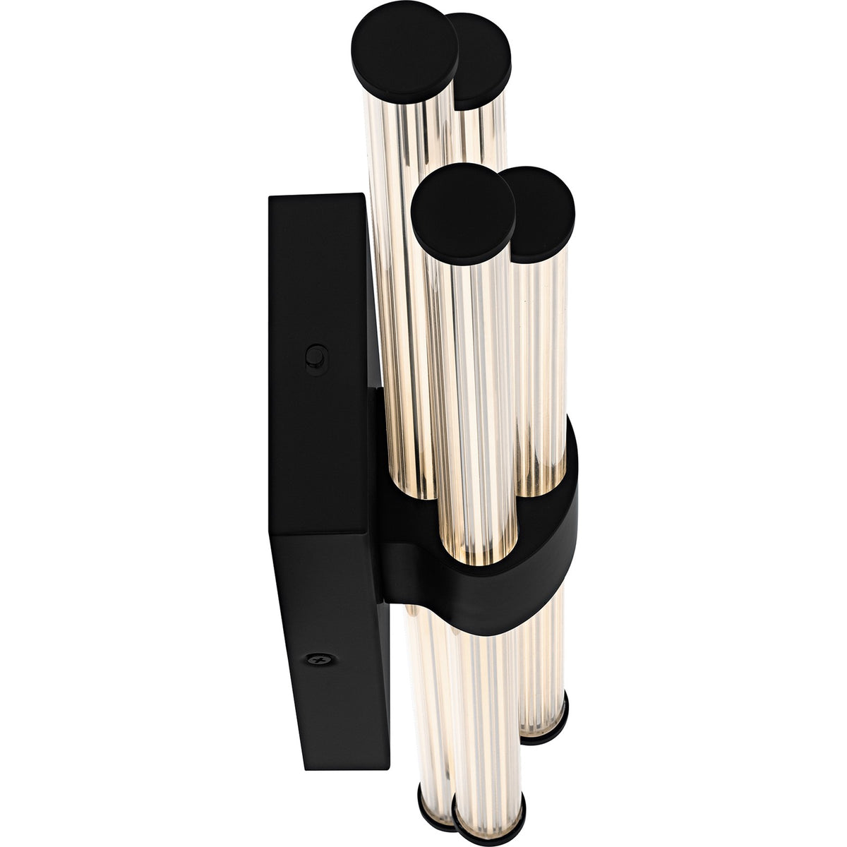 Quoizel Talbott 24in LED Bath Light | Modern Matte Black and Clear Ribbed Acrylic | Bathroom Vanity | 24 x 3.75 x 4.5 in, 18W | Model PCTAL8624MBK