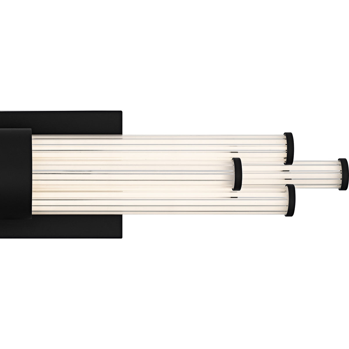 Quoizel Talbott 24in LED Bath Light | Modern Matte Black and Clear Ribbed Acrylic | Bathroom Vanity | 24 x 3.75 x 4.5 in, 18W | Model PCTAL8624MBK
