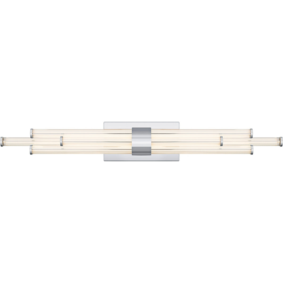 Quoizel Talbott 32in LED Bath Light | Modern Polished Chrome and Clear Ribbed Acrylic | Bathroom Vanity | 32 x 3.75 x 4.5 in, 20W | Model PCTAL8632C