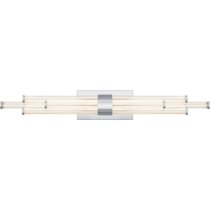 Quoizel Talbott 32in LED Bath Light | Modern Polished Chrome and Clear Ribbed Acrylic | Bathroom Vanity | 32 x 3.75 x 4.5 in, 20W | Model PCTAL8632C
