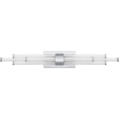 Quoizel Talbott 32in LED Bath Light | Modern Polished Chrome and Clear Ribbed Acrylic | Bathroom Vanity | 32 x 3.75 x 4.5 in, 20W | Model PCTAL8632C