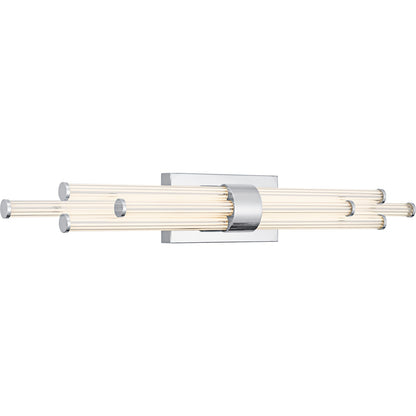 Quoizel Talbott 32in LED Bath Light | Modern Polished Chrome and Clear Ribbed Acrylic | Bathroom Vanity | 32 x 3.75 x 4.5 in, 20W | Model PCTAL8632C