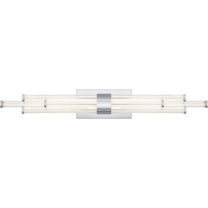 Quoizel Talbott 32in LED Bath Light | Modern Polished Chrome and Clear Ribbed Acrylic | Bathroom Vanity | 32 x 3.75 x 4.5 in, 20W | Model PCTAL8632C