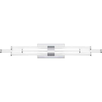 Quoizel Talbott 32in LED Bath Light | Modern Polished Chrome and Clear Ribbed Acrylic | Bathroom Vanity | 32 x 3.75 x 4.5 in, 20W | Model PCTAL8632C