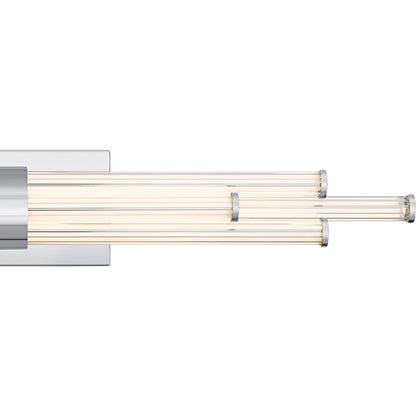 Quoizel Talbott 32in LED Bath Light | Modern Polished Chrome and Clear Ribbed Acrylic | Bathroom Vanity | 32 x 3.75 x 4.5 in, 20W | Model PCTAL8632C