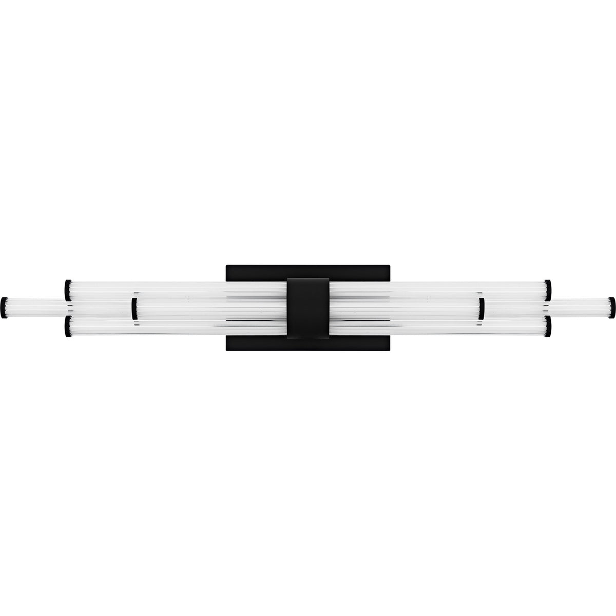 Quoizel Talbott 32in LED Bath Light | Modern Matte Black and Clear Ribbed Acrylic | Bathroom Vanity & Powder Room | Model PCTAL8632MBK