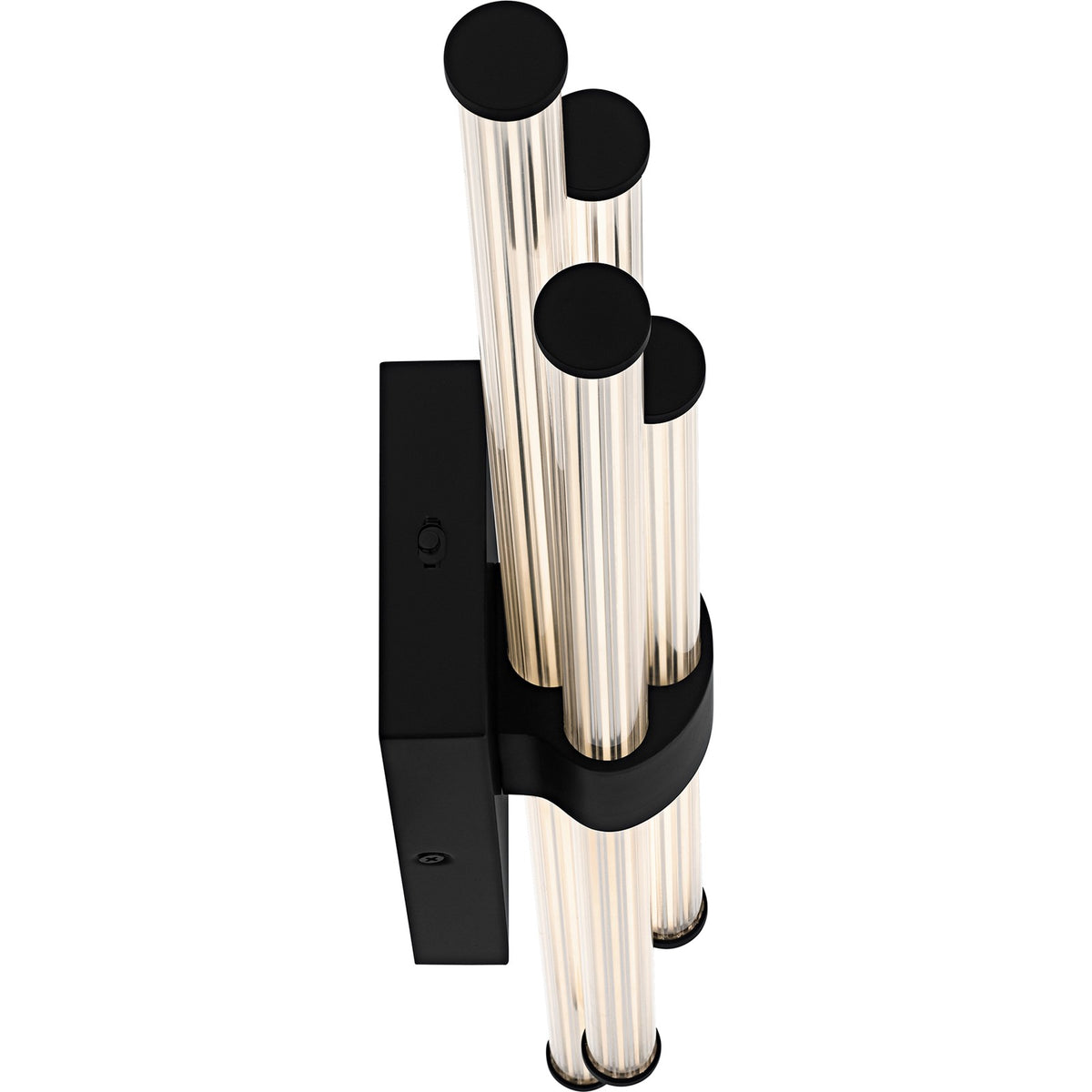 Quoizel Talbott 32in LED Bath Light | Modern Matte Black and Clear Ribbed Acrylic | Bathroom Vanity & Powder Room | Model PCTAL8632MBK