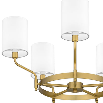 Quoizel Parkington 5 Light Chandelier, Aged Brass/White
