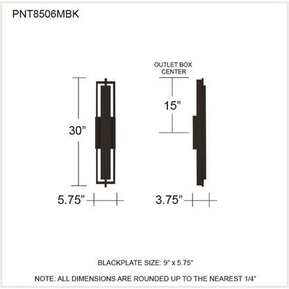 Quoizel Pointsett 30in Outdoor Wall Lantern | Modern Matte Black Coastal Armour Aluminum | Front Door & Porch | Model PNT8506MBK