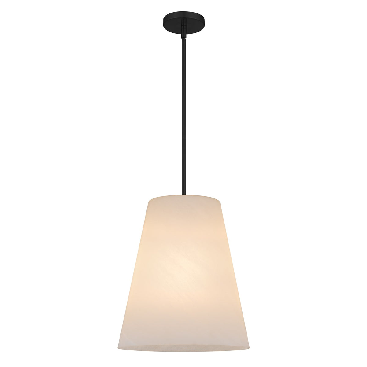Quoizel Peregrine 14in 1-Light Pendant | Modern Matte Black and Etched Alabaster Glass | Kitchen Island & Dining Room | Model PRGA1514MBK
