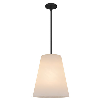 Quoizel Peregrine 14in 1-Light Pendant | Modern Matte Black and Etched Alabaster Glass | Kitchen Island & Dining Room | Model PRGA1514MBK