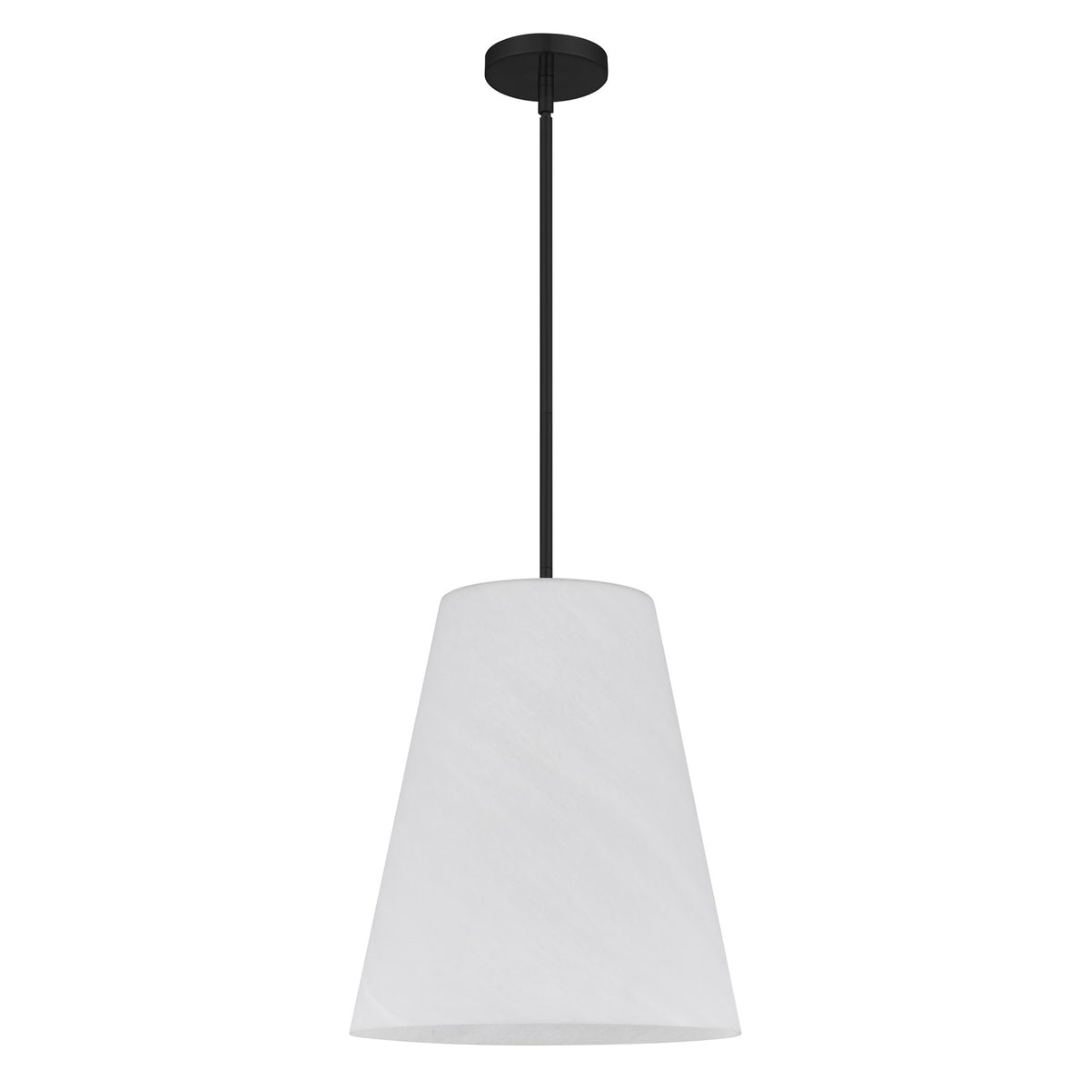 Quoizel Peregrine 14in 1-Light Pendant | Modern Matte Black and Etched Alabaster Glass | Kitchen Island & Dining Room | Model PRGA1514MBK