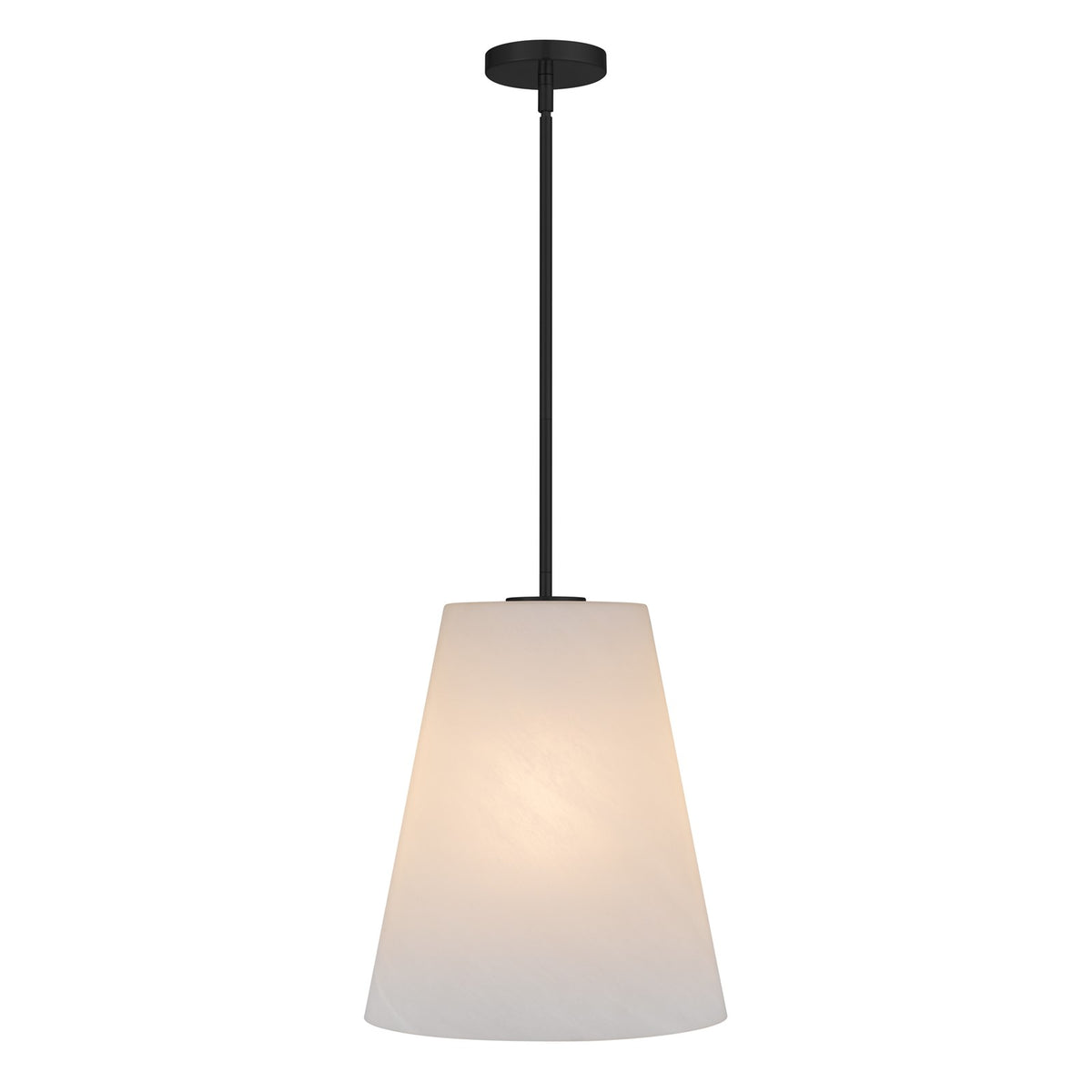 Quoizel Peregrine 14in 1-Light Pendant | Modern Matte Black and Etched Alabaster Glass | Kitchen Island & Dining Room | Model PRGA1514MBK