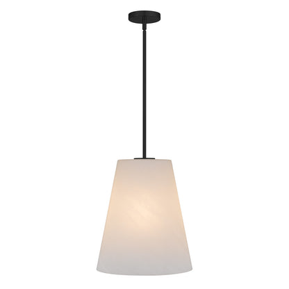 Quoizel Peregrine 14in 1-Light Pendant | Modern Matte Black and Etched Alabaster Glass | Kitchen Island & Dining Room | Model PRGA1514MBK
