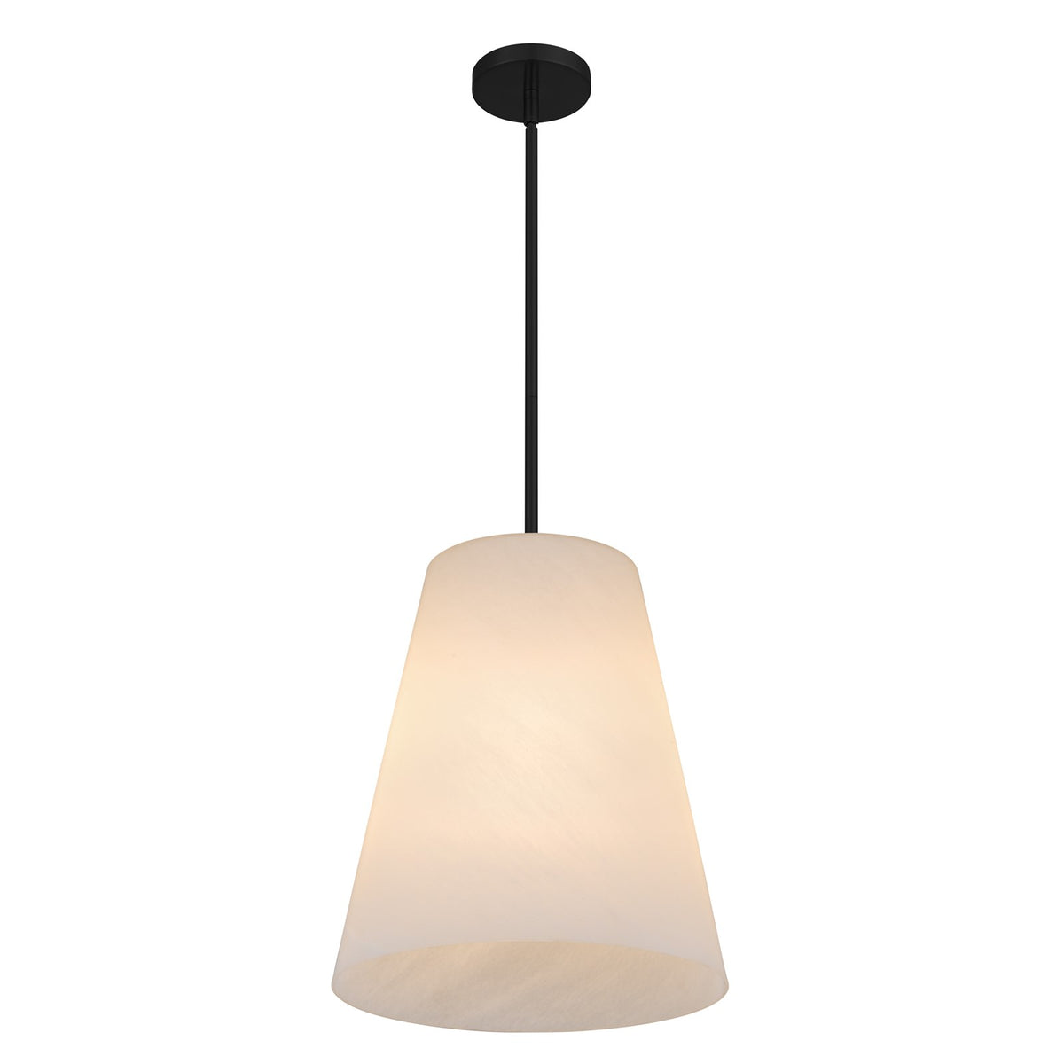 Quoizel Peregrine 14in 1-Light Pendant | Modern Matte Black and Etched Alabaster Glass | Kitchen Island & Dining Room | Model PRGA1514MBK