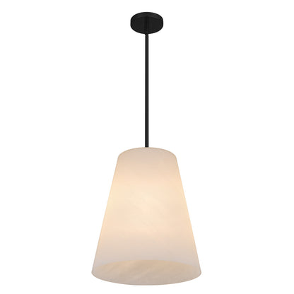 Quoizel Peregrine 14in 1-Light Pendant | Modern Matte Black and Etched Alabaster Glass | Kitchen Island & Dining Room | Model PRGA1514MBK