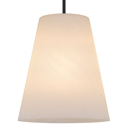 Quoizel Peregrine 14in 1-Light Pendant | Modern Matte Black and Etched Alabaster Glass | Kitchen Island & Dining Room | Model PRGA1514MBK