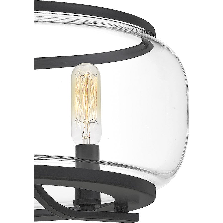 Quoizel Pruitt 3 Light Semi-Flush Mount, Matte Black/Clear