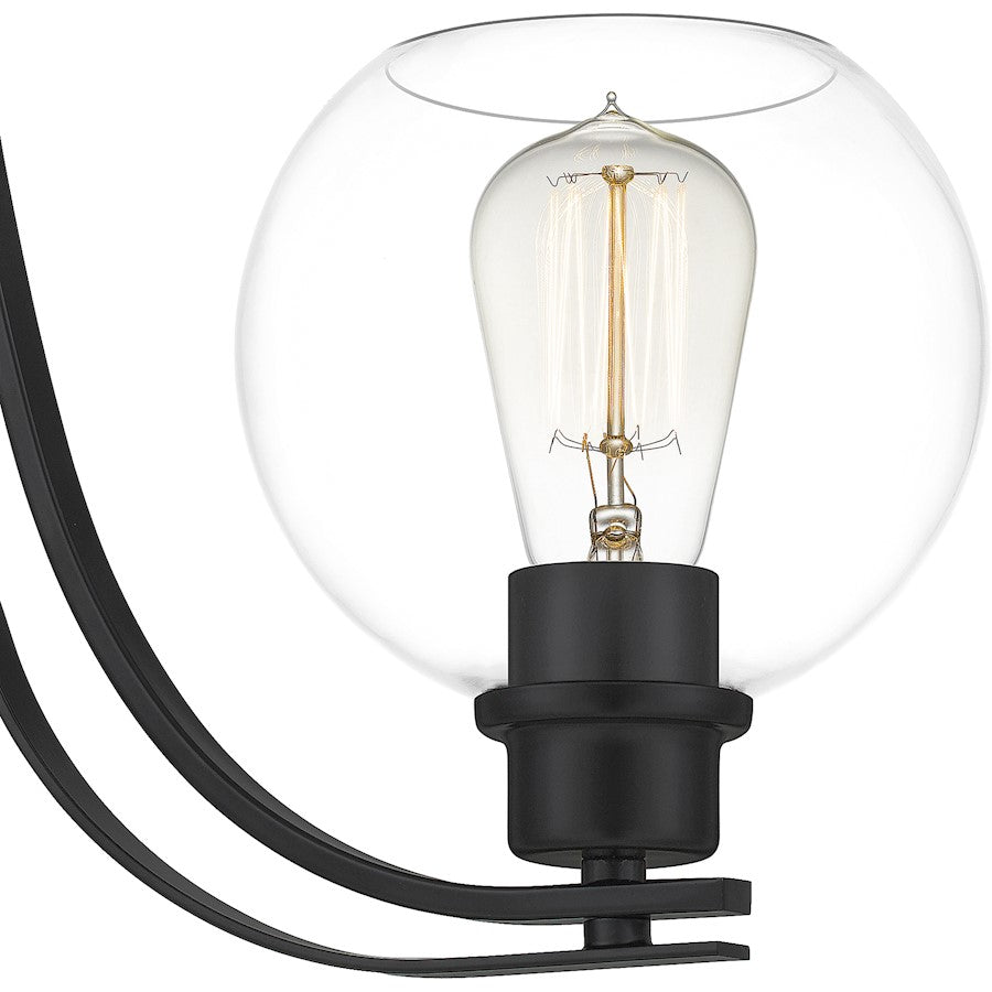 Quoizel Pruitt 3 Light Chandelier, Matte Black/Clear