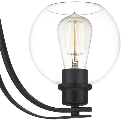 Quoizel Pruitt 3 Light Chandelier, Matte Black/Clear