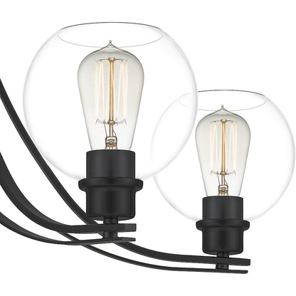 Quoizel Pruitt 9 Light Chandelier, Matte Black/Clear