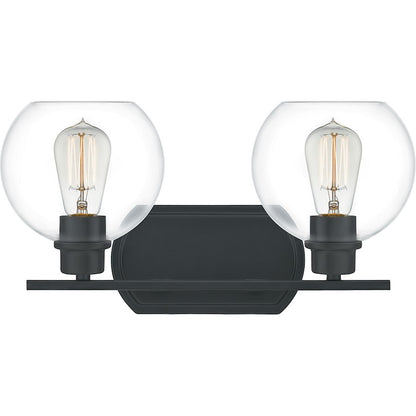Quoizel Pruitt 2 Light Bath, Matte Black/Clear