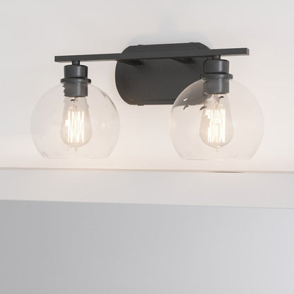 Quoizel Pruitt 2 Light Bath, Matte Black/Clear