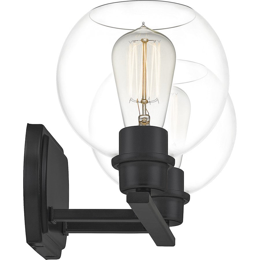 Quoizel Pruitt 2 Light Bath, Matte Black/Clear