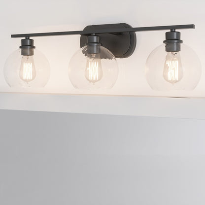 Quoizel Pruitt 3 Light Bath, Matte Black/Clear