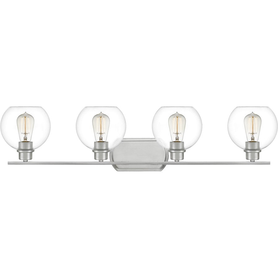 Quoizel Pruitt 4 Light Bath, Brushed Nickel/Clear
