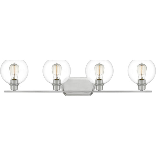Quoizel Pruitt 4 Light Bath, Brushed Nickel/Clear