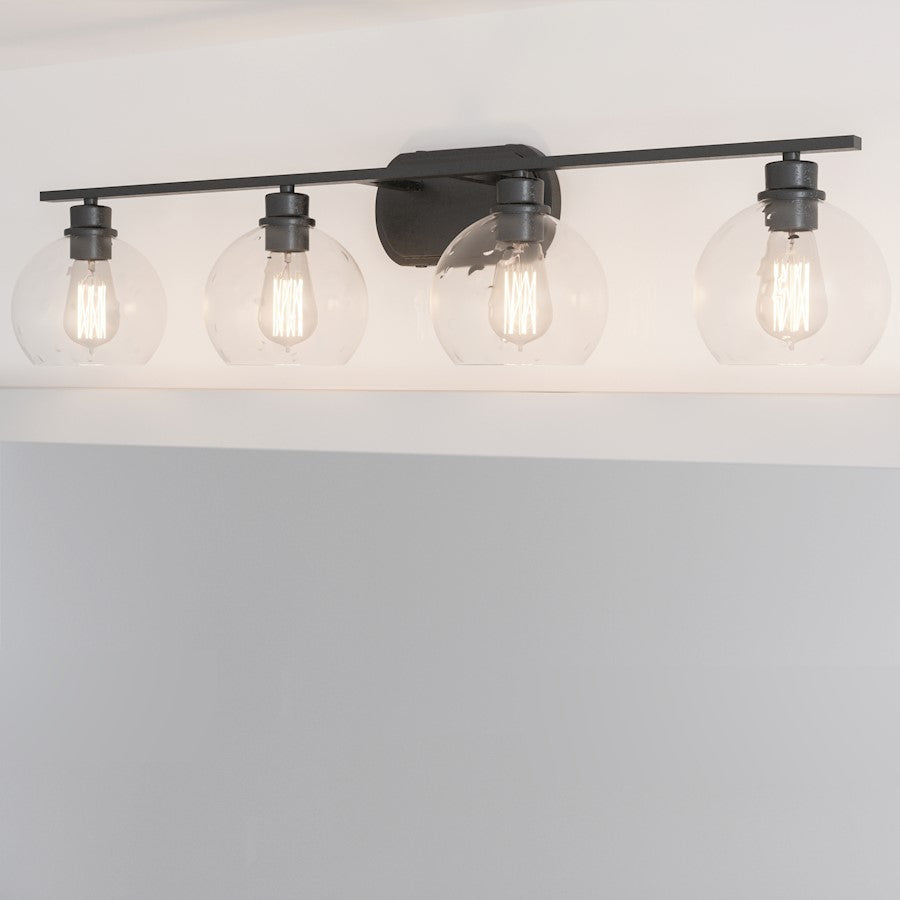 Quoizel Pruitt 4 Light Bath, Matte Black/Clear