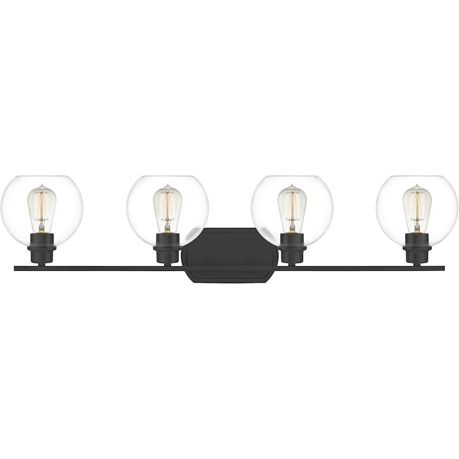 Quoizel Pruitt 4 Light Bath, Matte Black/Clear