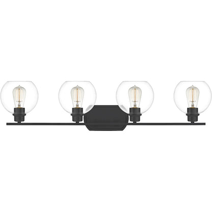 Quoizel Pruitt 4 Light Bath, Matte Black/Clear