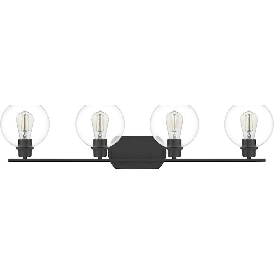 Quoizel Pruitt 4 Light Bath, Matte Black/Clear