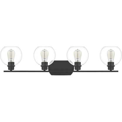 Quoizel Pruitt 4 Light Bath, Matte Black/Clear