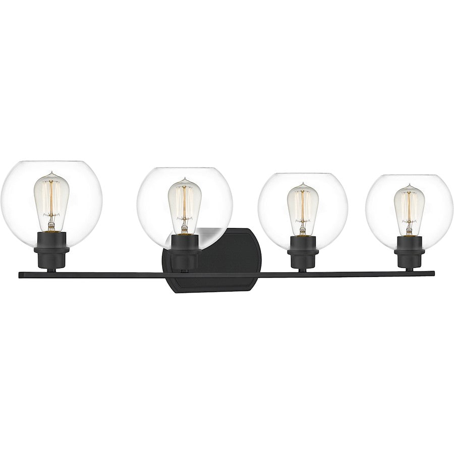 Quoizel Pruitt 4 Light Bath, Matte Black/Clear