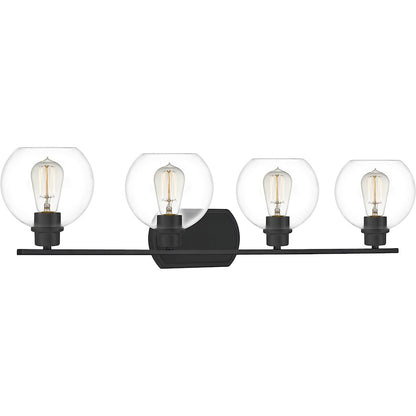 Quoizel Pruitt 4 Light Bath, Matte Black/Clear