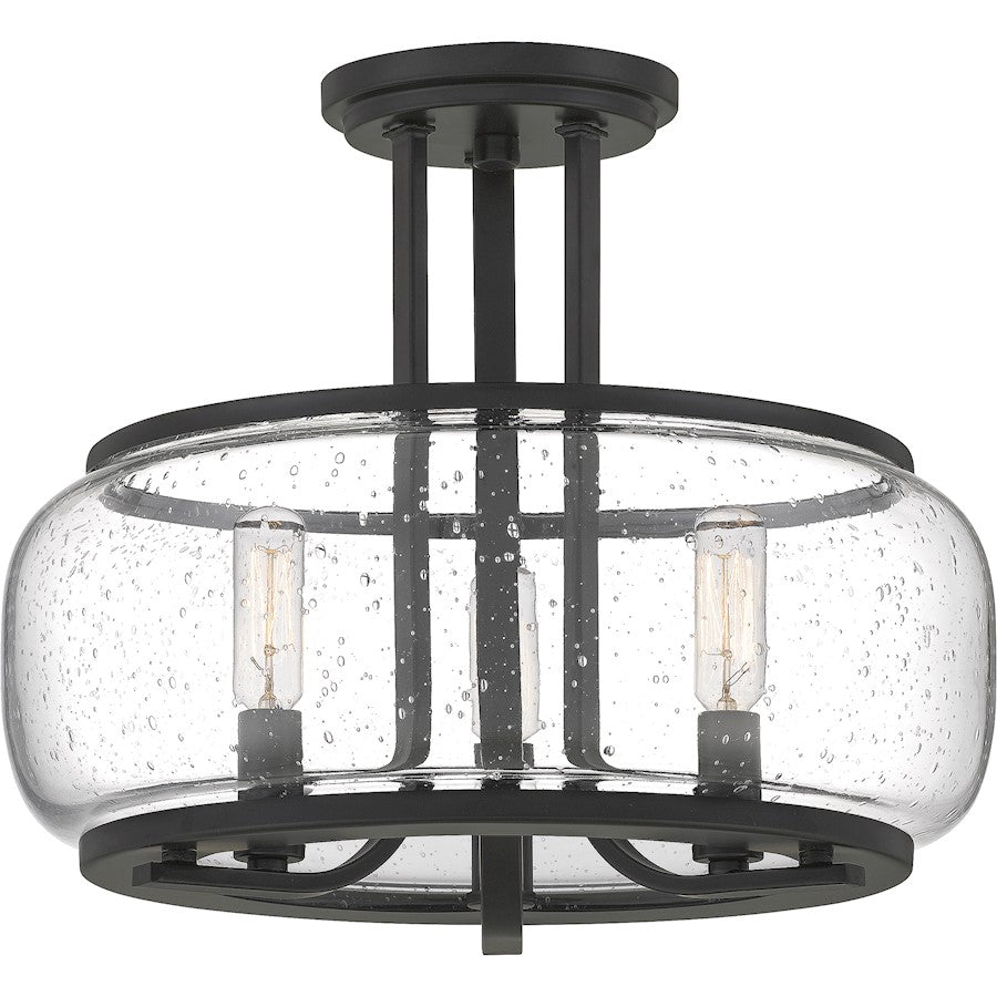 Quoizel Pruitt 3 Light Semi-Flush Mount, Matte Black/Seedy