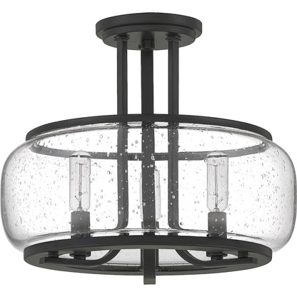 Quoizel Pruitt 3 Light Semi-Flush Mount, Matte Black/Seedy